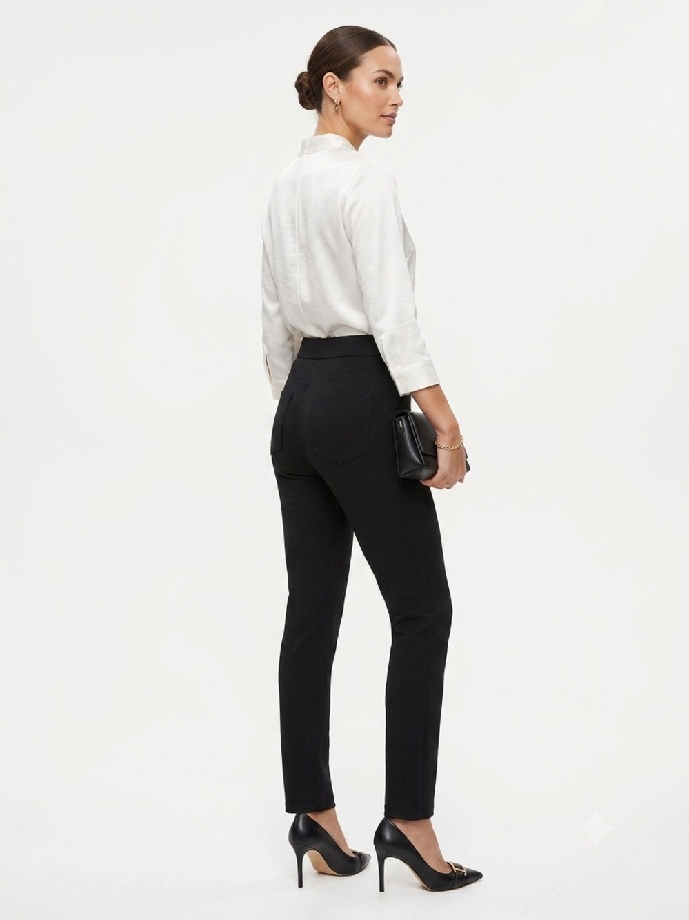 SPANX Women Black Smooth Ponte Slim Straight Pants M Perfect Fit Shapewear